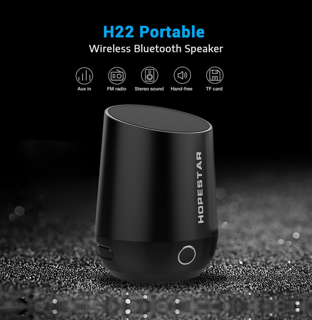 Портативная мощная Bluetooth колонка Hopestar H22 с литий-полимерным аккумулятором на 1200 мАч, Black 
