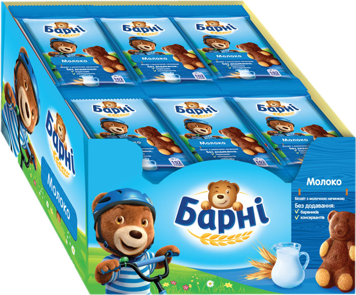 Упаковка бисквитов Барні молочных 30 г х 24 шт (7622300275167 ...