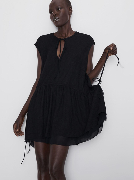 Zara black 2024 smock dress