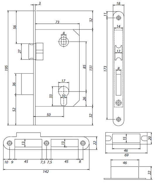 Замок врезной APECS 5300-AB (12555) - изображение 2