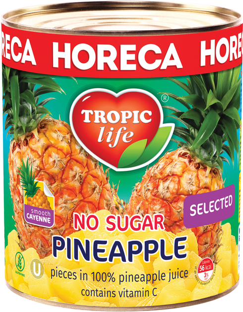 Ананас кусочками в собственном соку Tropic Life без сахара 3100 мл (5060235659249) - изображение 1