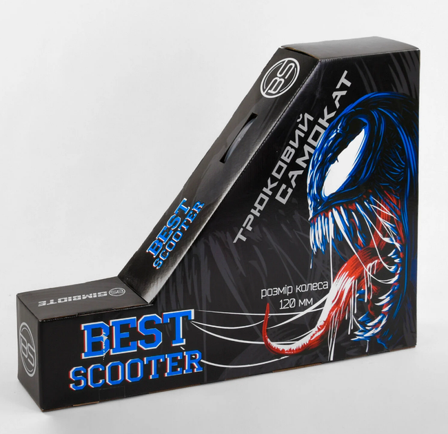 Самокат трюковый Best Scooter "SIMBIOTE" HIC-система, ПЕГИ, алюминиевый диск и дека. Black and Blue (102310) - изображение 3