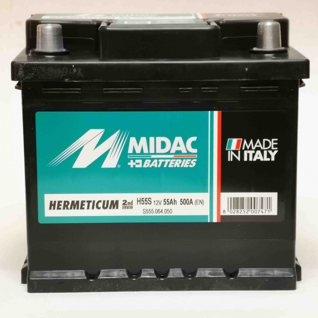 Аккумулятор 6СТ-55 MIDAC HERMETICUM, 12V 55Ah, (+/-), Мидак Герметикум ...