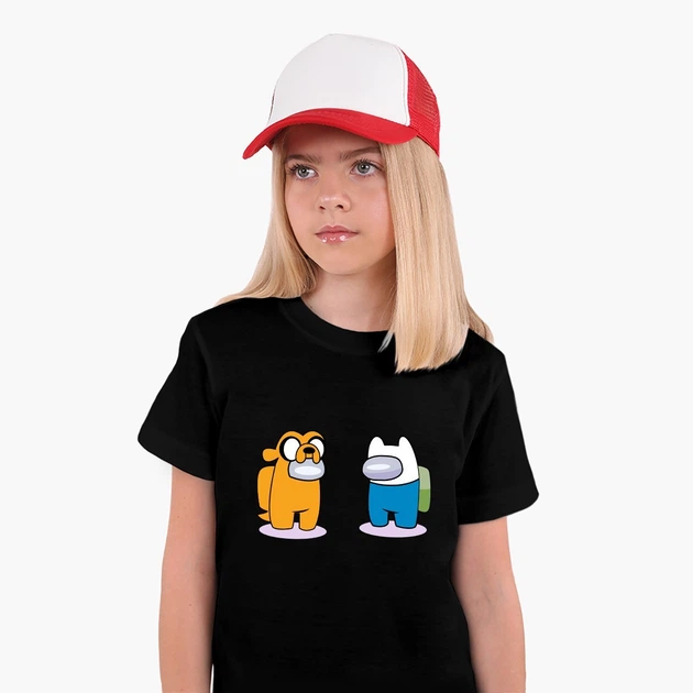Дитяча футболка Амонг Ас Час Пригод Фінн і Джейк пес (Among Us Adventure Time Finn & Jake the dog) (25186-2414) 146-152 см Бавовна Чорний - зображення 3