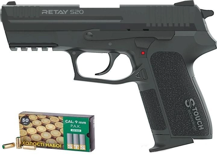 Пистолет стартовый Retay S20 кал. 9 мм. Цвет - black. - изображение 1