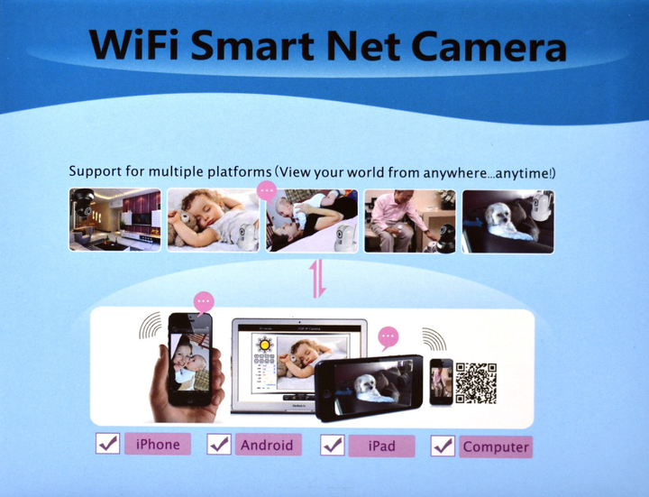 IP онлайн смарт камера SmartCam для видео наблюдения к телефону через Wi-Fi для смартфона со звуком Поворотная - изображение 4