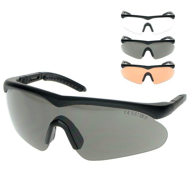 Тактические стрелковые очки SWISS EYE® RAPTOR 3 линзы в черной оправе (15620000) - изображение 1