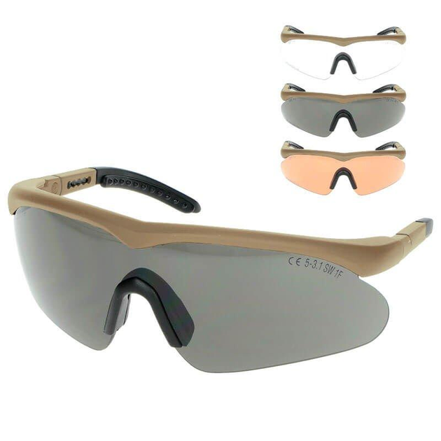 Тактические стрелковые очки SWISS EYE® RAPTOR 3 линзы цвет оправы койот (15620005) - изображение 1