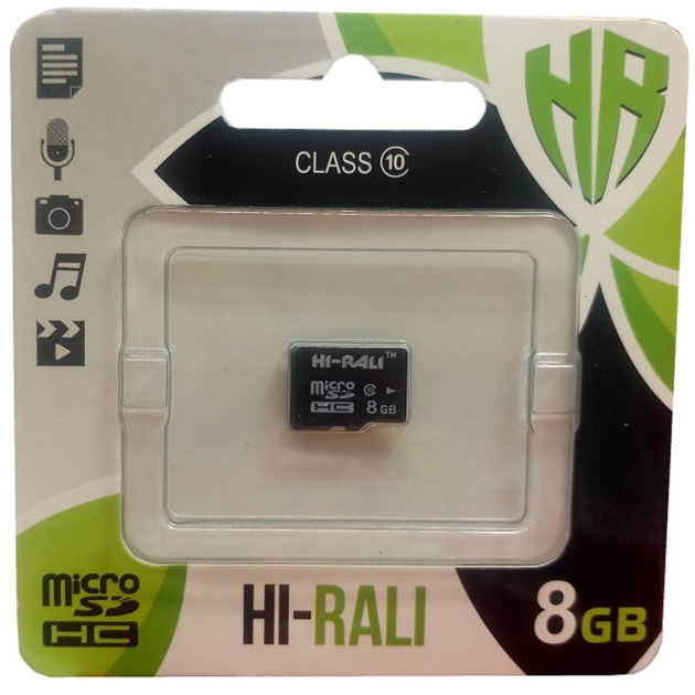 Hi-Rali 8 GB Micro SDHC HI-8GBSDCL 10-00 без адаптера Карта памяти Class 10 - изображение 1