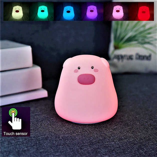 Нічний світильник силіконова свинка Mini Pig - Фото 2 Нічний світильник силіконова свинка Mini Pig - зображення 2