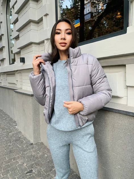 Зимняя женская куртка дутая короткая К&ML 0010 M-L (46-48) Серый ( 0010 - 06) - изображение 3