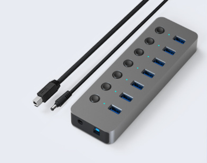 USB хаб Blueendless BS-HU701 USB 3.0 7 портів алюмінієвий з блоком живлення hub концентратор - зображення 4