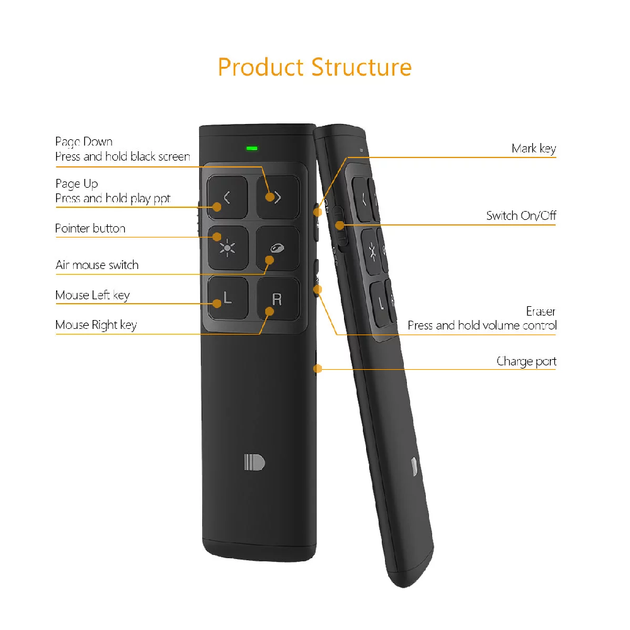 Презентер беспроводной с лазерной указкой Doosl Air Mouse черный (DSIT014-BL) - изображение 7