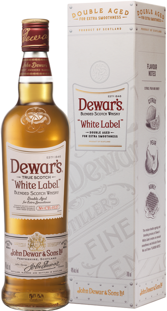 Виски Dewar's White Label от 3 лет выдержки 1 л 40% в подарочной упаковке (5000277001255) - изображение 1
