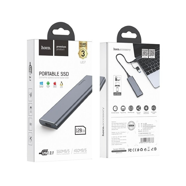 Внешний накопитель Hoco SSD Type-C 128GB USB 3.1 для MacBook/Dell ...