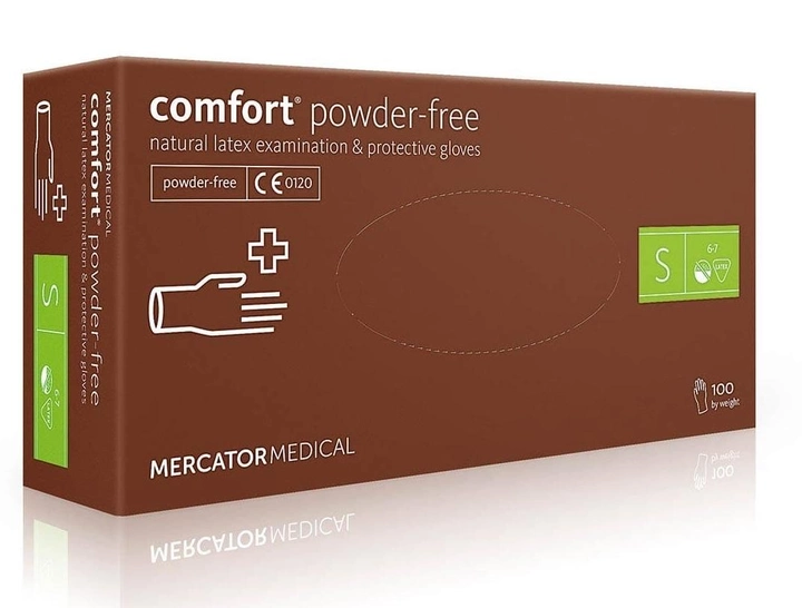 Рукавички латексні (S) Mercator Medical Comfort Powdered-Free (17205000) 100 шт 50 пар (10уп/ящ) - зображення 1
