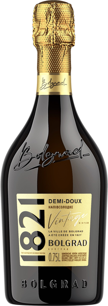 Вино ігристе 1821 Vintage Bolgrad біле напівсолодке 0.75 л 10.5-12.5% (4820197562121) - зображення 1