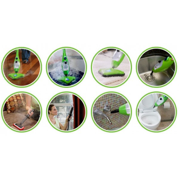 Паровая швабра мощный пароочиститель H2O Mop X5 1400W Зеленый - изображение 4