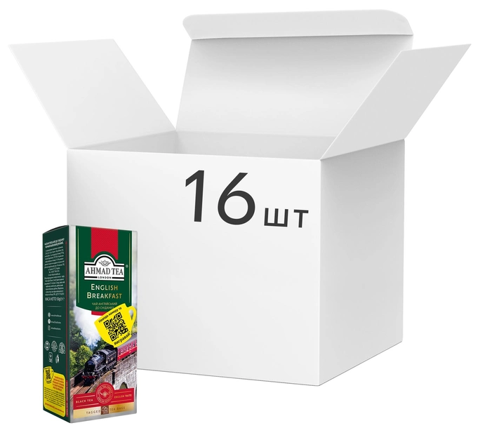 Упаковка чая пакетированного Ahmad Tea Английский к завтраку 16 шт по 25 пакетиков (0054881205900) - изображение 1
