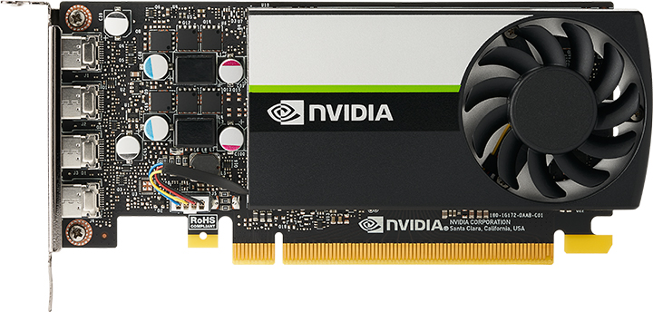 Видеокарта PNY PCI-Ex NVIDIA T1000 4GB GDDR6 (128bit) (4 x miniDisplayPort) (VCNT1000-SB) - изображение 1