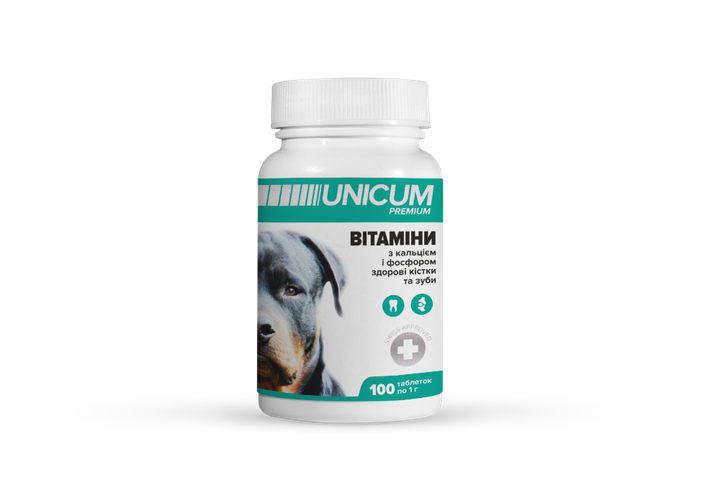 Вітаміни UNICUM premium для собак зуби та кістки 100табл. 100г - изображение 2