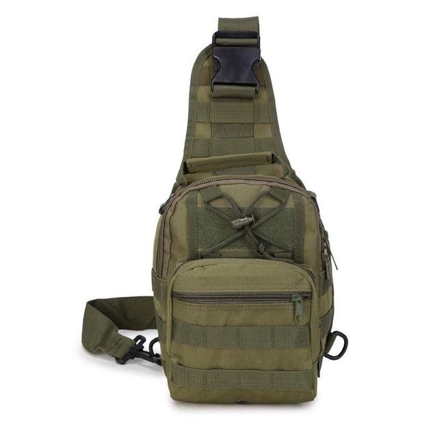 Однолямочный городской тактический рюкзак Tactical барсетка сумка слинг с системой molle на 7 л Олива (095-olive) - изображение 1