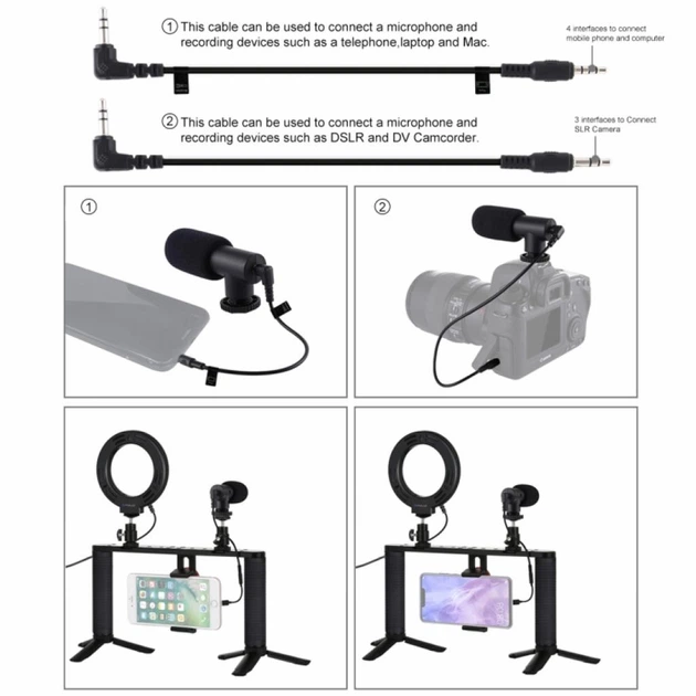 Набор блогера Puluz 4in1 (ring light, mount, phone holder, microphone) (PKT3028) - изображение 5