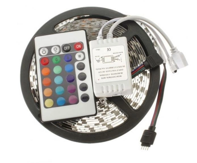 ​Многоцветная гибкая светодиодная лента RGB 5050 300 LED комплект 5м пульт управления (4890101) - изображение 2
