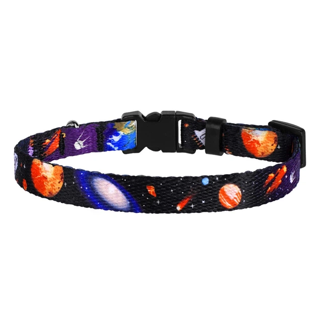 Нашийник для Котів BronzeDog Urban Cosmos Нейлоновий з Пластиковою Пряжкою та Дзвіночком Чорний 10 мм 18-28 см (49/1211) - зображення 3