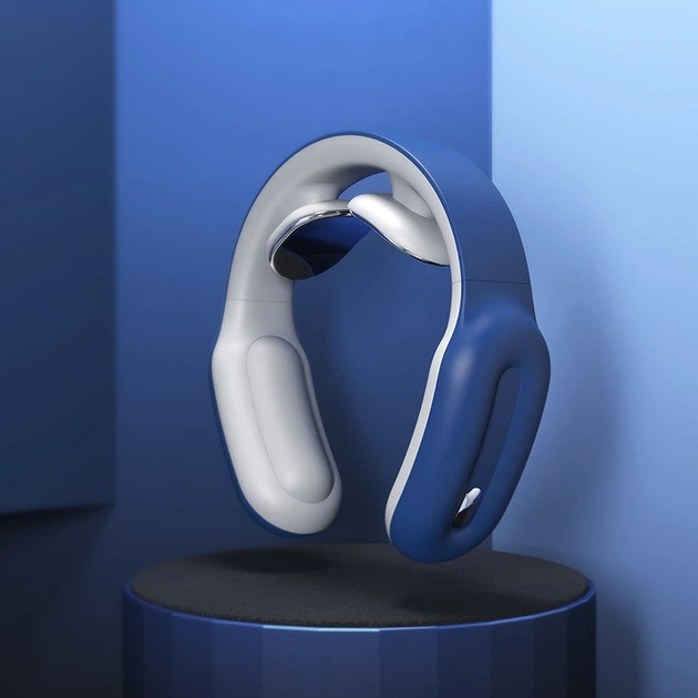 Электрический беспроводной smart массажер для шеи Kingsring с инфракрасными лучами, синий - изображение 10