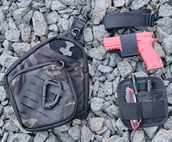 Тактическая сумка для скрытого ношения Scout Tactical EDC ambidexter bag gen 2 black multicam + органайзер и кобура в комплекте - зображення 1