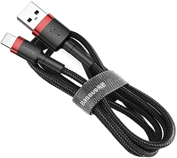 Кабель Baseus Kevlar Cable Lightning – USB 1.0 м 2 A Red/Black (CALKLF-B19) - зображення 2