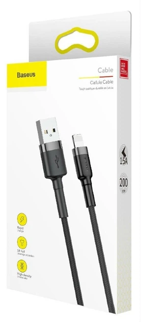 Кабель Baseus Kevlar Cable Lightning – USB 2.0 м 1,5 A Black (CALKLF-CG1) - зображення 6