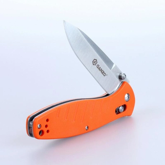 Нож складной Ganzo G738 (длина: 210мм, лезвие: 89мм, сатин), оранжевый - изображение 2