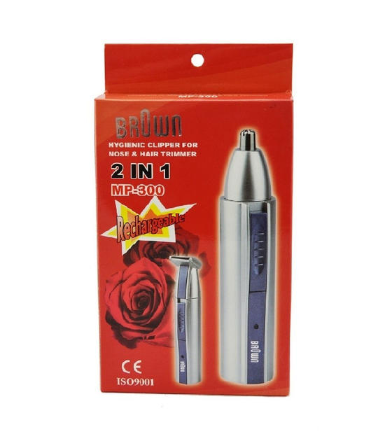 Триммер для стрижки бороды и носа BROWN 2 в 1 MP-300 Серебристый - изображение 8