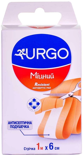 Пластырь Urgo крепкий с антисептиком лента 1 м х 6 см (000000066) - изображение 1