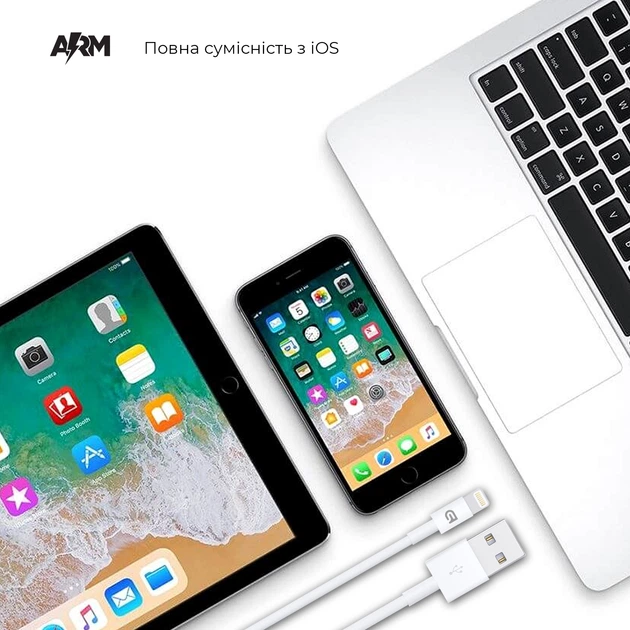 Кабель ArmorStandart AMD818 Lightning - USB 1 м White (ARM58523) - изображение 2