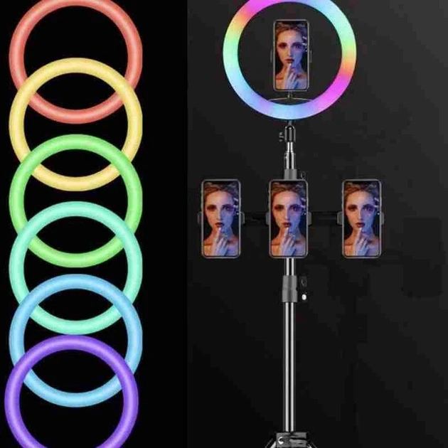 Кольцевая лампа RGB 26см + штатив 2м + блютуз пульт - изображение 4