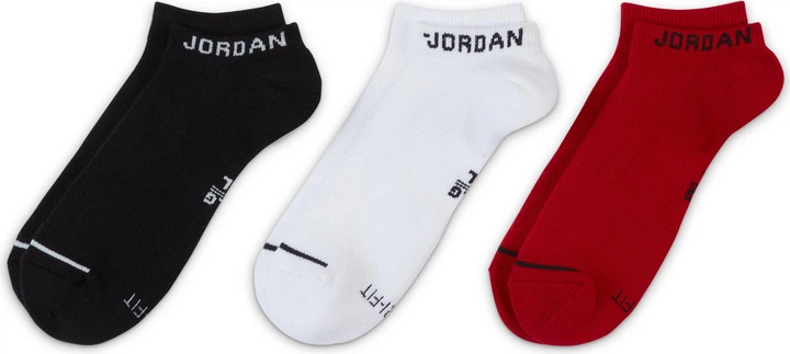 Баскетбольні шкарпетки (3 пари) Jordan Jumpman Dri-Fit No-Show 3PPK(SX5546-011) M Чорний/Білий/Червоний - зображення 3