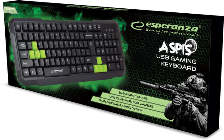 Клавиатура проводная Esperanza Wired EGK102 USB Green (EGK102GUA) - изображение 2