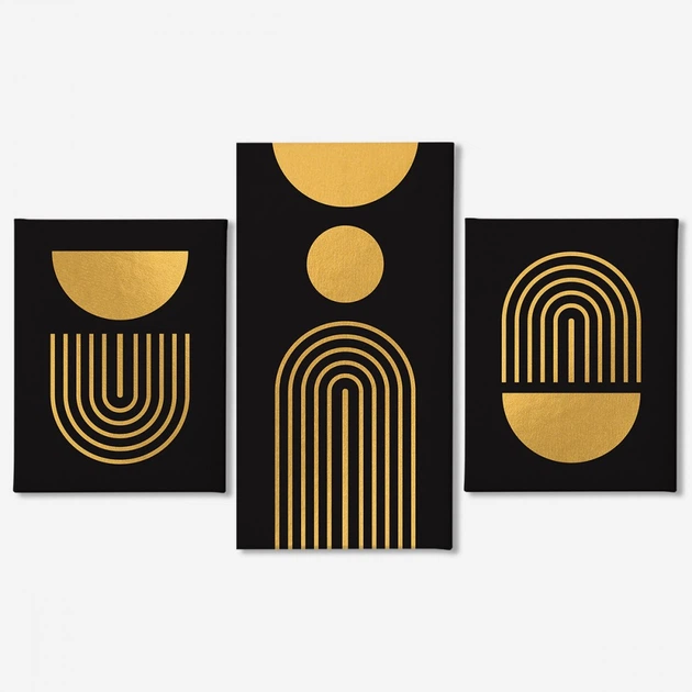 Модульная картина из трех частей Gold 96x60 см (MK322004) - Фото 2 Модульная картина из трех частей Gold 96x60 см (MK322004) - изображение 2