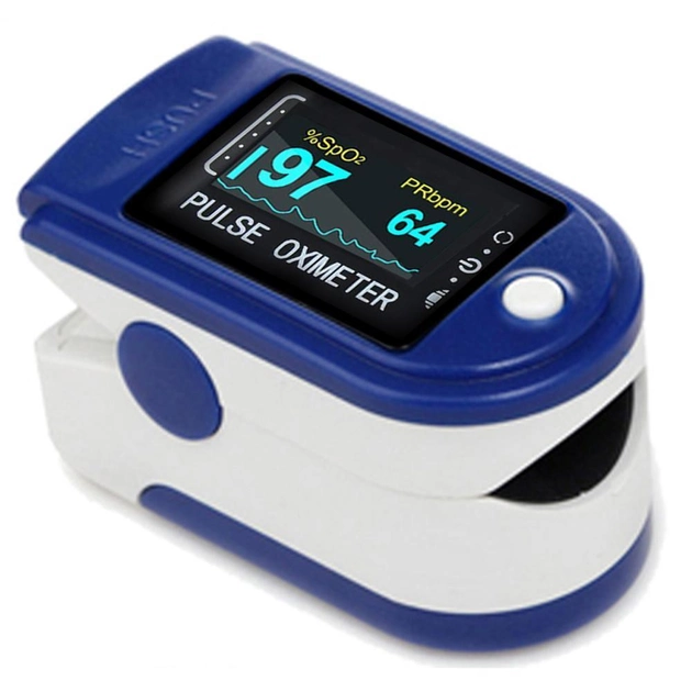 Пульсоксиметр на палец для измерения пульса и сатурации крови Pulse Oximeter LK 87 с батарейками - изображение 1