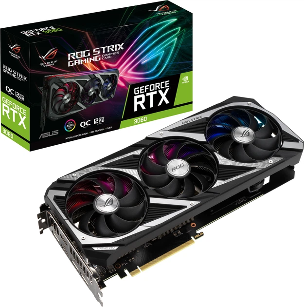 Видеокарта Asus PCI-Ex GeForce RTX 3060 ROG Strix Gaming OC V2 LHR