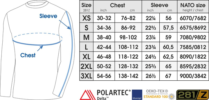 Лонгслив тактический мужской 281z Polartec Delta Olive Drab XS - изображение 2