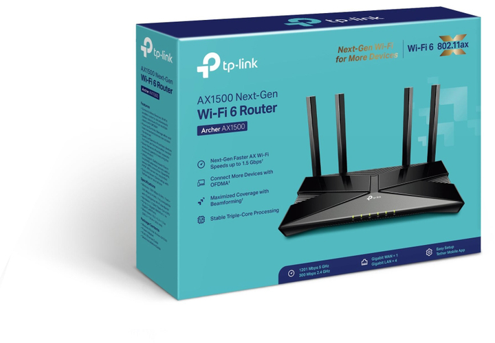Маршрутизатор TP-LINK Archer AX1500 WiFi 6 / 1 Гбіт/с/ 4LAN / OFDMA і MU-MIMO/ підтримка технології MESH - зображення 6