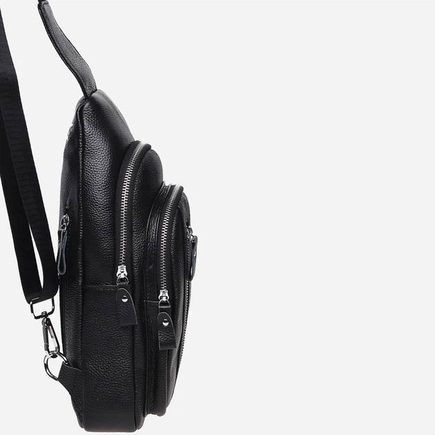 Сумка слинг через плечо мужская из натуральной кожи Laras K105055 Black (ROZ6300004224) - изображение 5