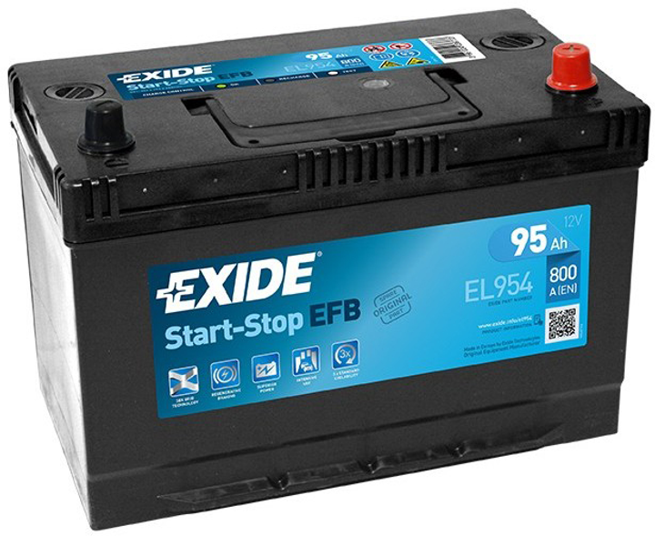 Автомобильный аккумулятор Exide Start-Stop EFB 95 А·ч Ев (-/+) Asia (800EN) (EL954) - изображение 1