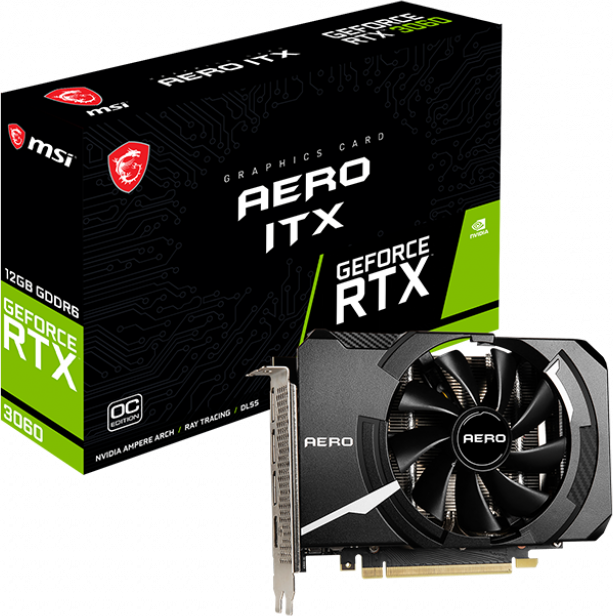 CPU GeForce RTX 3060 AERO ITX 12G OC Видеокарта MSI PCI-Ex GeForce RTX 3060 Aero ITX 12G OC 12GB GDDR6