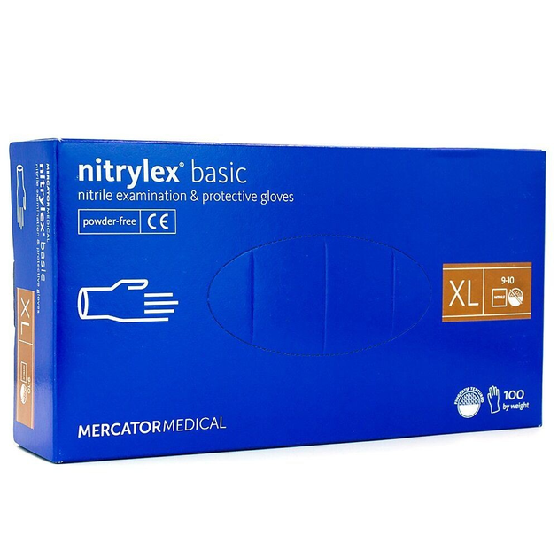 Перчатки MERCATOR MEDICAL NITRYLEX PF XL Синие 100 шт - изображение 1