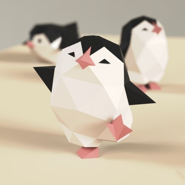 Оригами Пингвины на льдине
